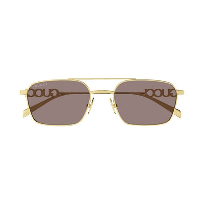 Gucci GG1804S 003 Rectangle Sunglasses 54mm Gold / Brown Solid Lens