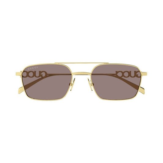 Gucci GG1804S 003 Rectangle Sunglasses 54mm Gold / Brown Solid Lens