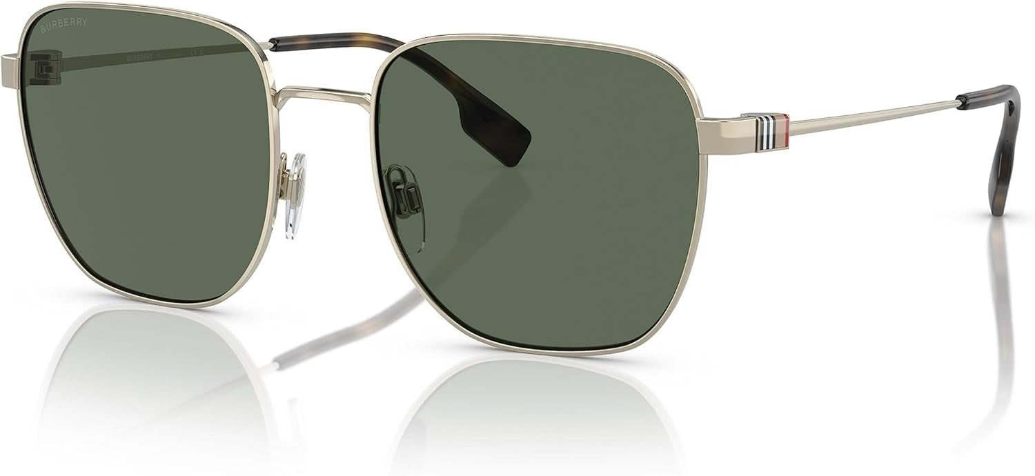 Burberry Drew Sunglasses BE3142 110971 55mm Light Gold / Green Lens