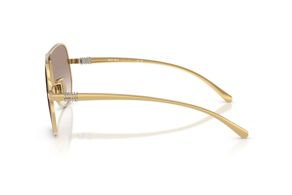Miu Miu MU A56S 5AK90L Pilot Sunglasses 56mm Gold / Brown Gradient Lens