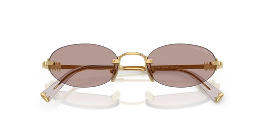 Miu Miu MUA54S 5AK20I Sunglasses 51mm Gold / Light Brown Purple Solid Lens