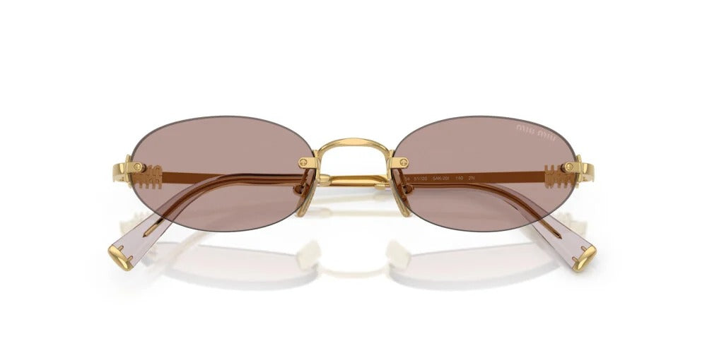 Miu Miu MUA54S 5AK20I Sunglasses 51mm Gold / Light Brown Purple Solid Lens