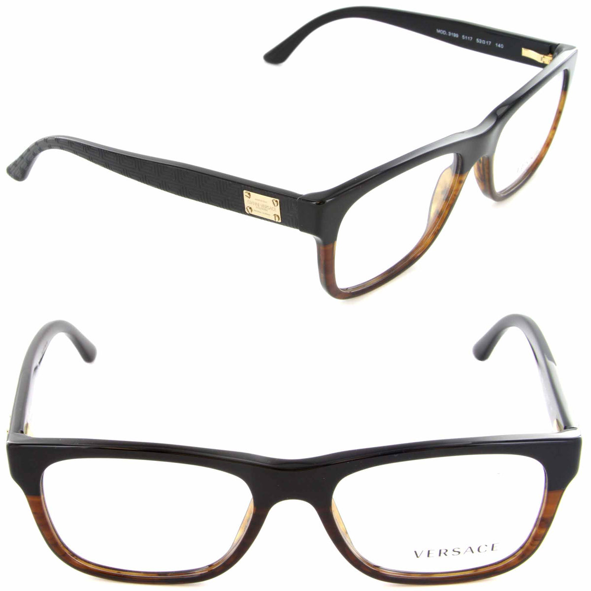 VERSACE Eyeglasses VE3199 5117 53mm Black Havana / Demo Lens [53-17-140]