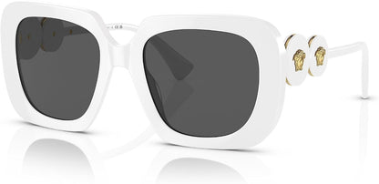 Versace VE4434 314/87 Square Sunglasses 54mm White / Dark Grey Lens