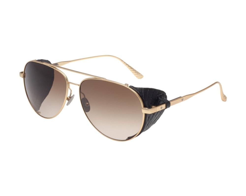 Bottega Veneta Sunglasses BV0041S 001 61mm Gold Titanium / Brown Lens
