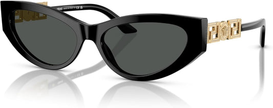 Versace VE4470B GB1/87 Cat Eye Sunglasses 56mm Black / Dark Grey Lens