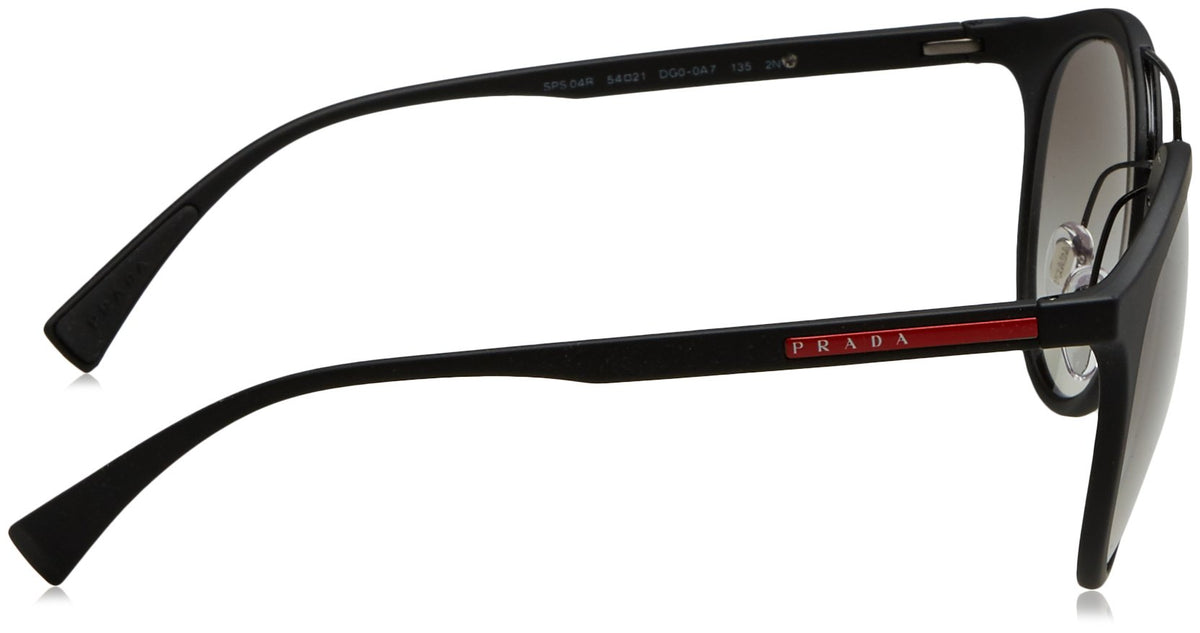 Prada Linea Rossa PS 04RS DG00A7 Sunglasses Black Rubber W/Grey Gradient Lens