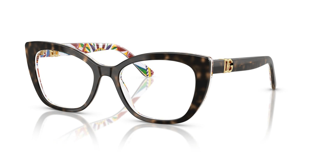 Dolce &amp; Gabbana DG3398 3217 Eyeglasses 54mm Havana on Cart Print / Demo Lens