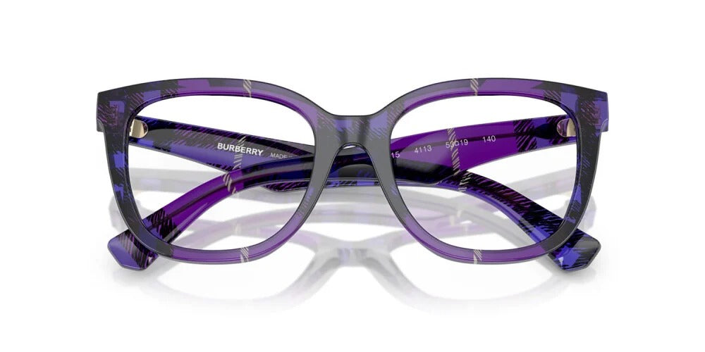 Burberry BE2415 4113 Eyeglasses 51mm Check Violet / Clear Demo Lens