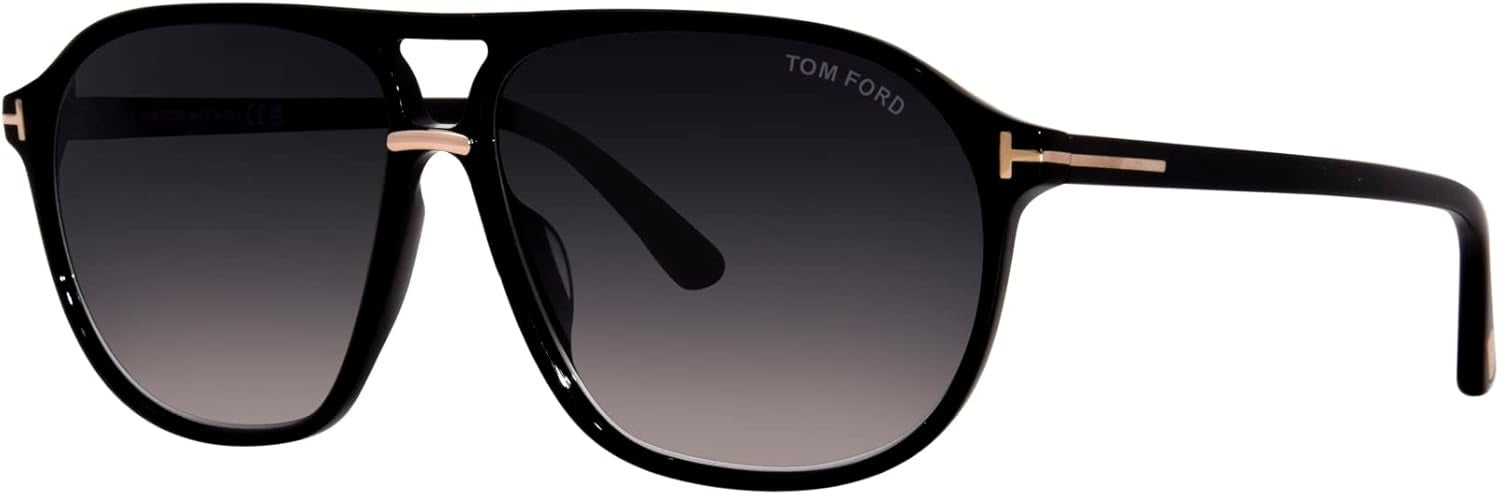Tom Ford Bruce FT1026 01B Sunglasses 61mm Shiny Black / Smoke Gradient Lens