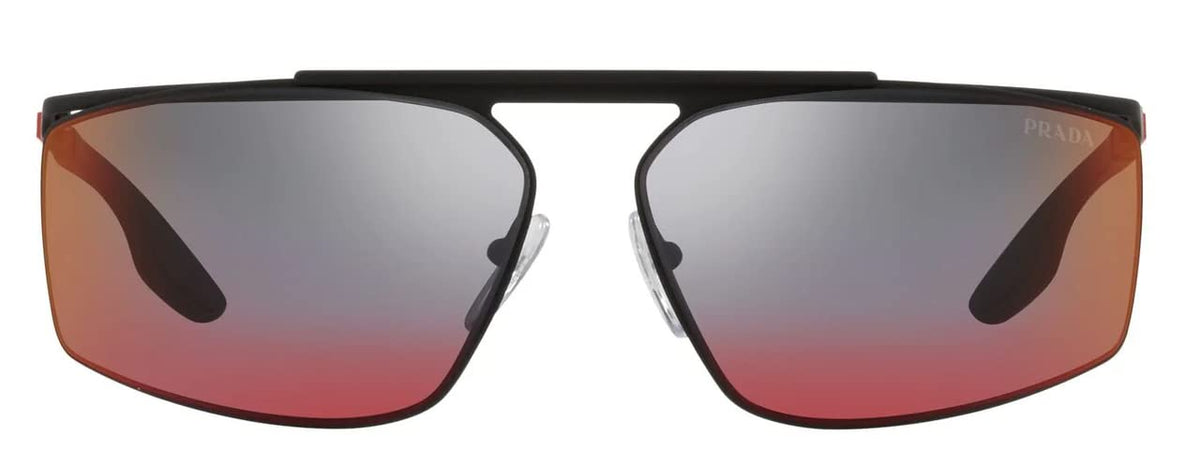 Prada Sunglasses PS51WS DG008F Black Rubber / Dark Grey Mirror Blue Red Lens