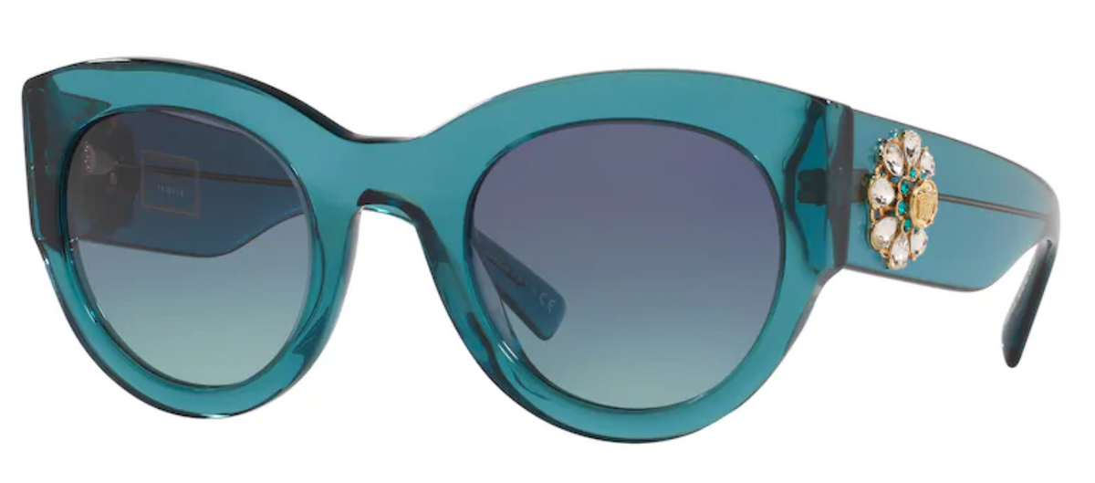 Versace Sunglasses VE4353BM 53164S 51mm Transparent Turquoise / Azure Gradient Dark Blue Lens