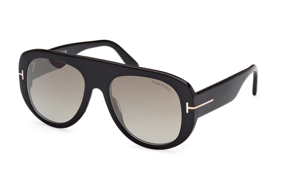 Tom Ford Cecil FT1078S 01G Sunglasses 55mm Black / Brown Mirror Lens
