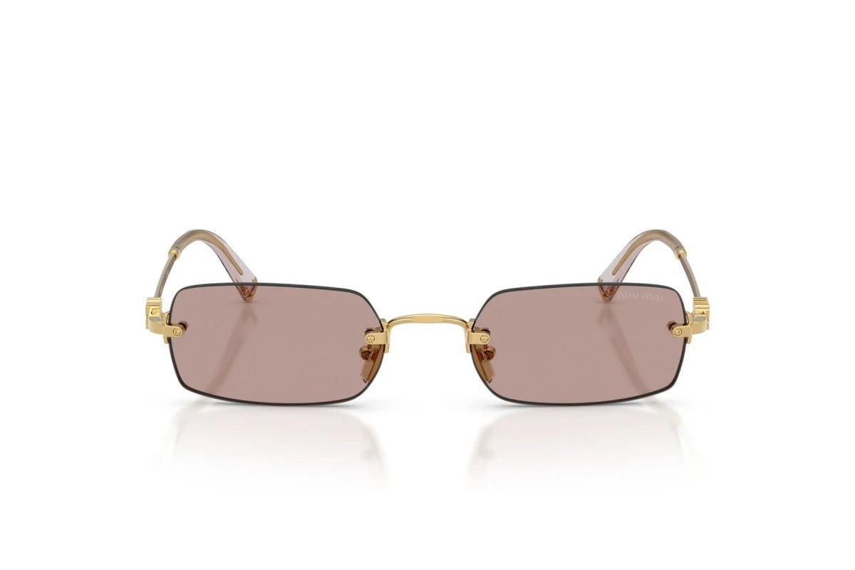Miu Miu MU B50S 5AK20I Rectangle Sunglasses 52mm Gold / Light Purple Brown Lens