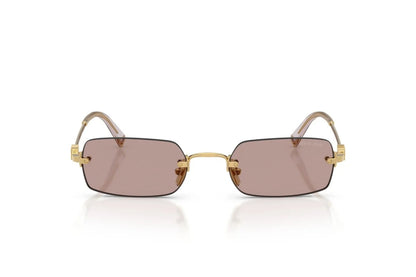 Miu Miu MU B50S 5AK20I Rectangle Sunglasses 52mm Gold / Light Purple Brown Lens