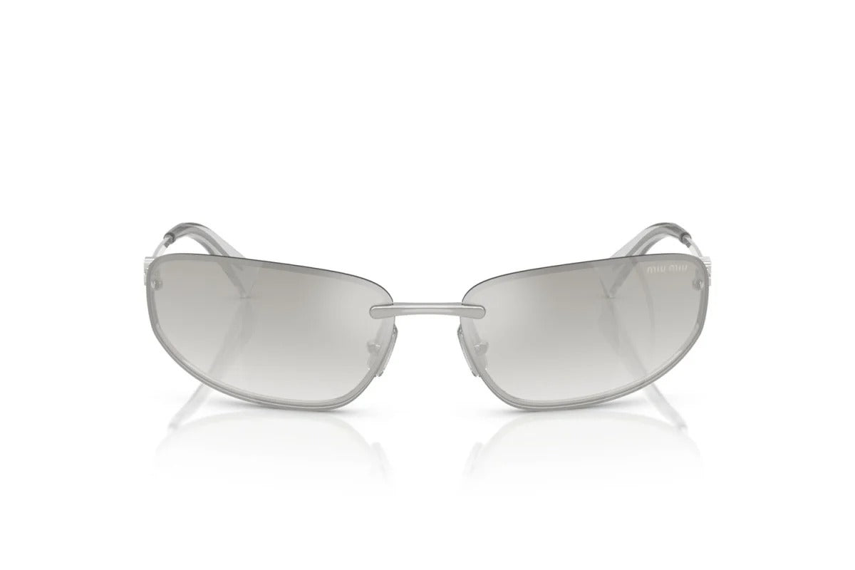 Miu Miu MU A50S 1BC8H1 Oval Sunglasses Silver / Clear Silver Gradient Lens