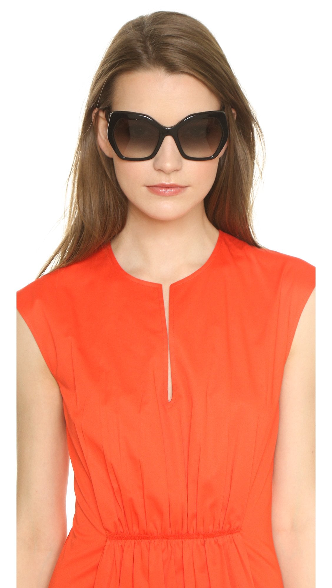 Prada SPR 16RS 1AB-0A7 Square Sunglasses Black/Grey Gradient Lens