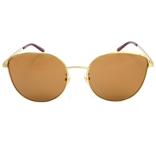 Gucci GG0807SA 002 Sunglasses 58mm Gold / Brown Solid Lens - image 2
