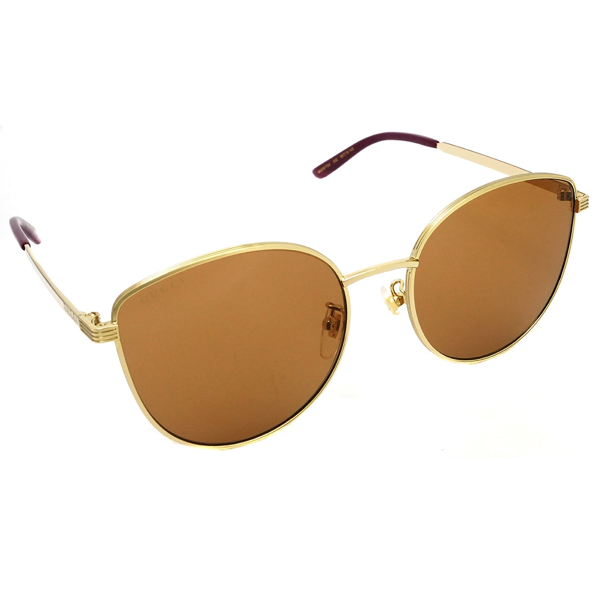 Gucci GG0807SA 002 Sunglasses 58mm Gold / Brown Solid Lens
