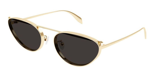 Alexander Mcqueen AM0424S 001 Sunglasses 62mm Gold / Dark Grey Solid Lens