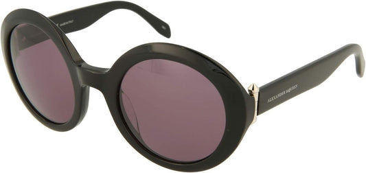 Alexander McQueen AM 0002S 001 Round Sunglasses Black/Grey Gradient Lens