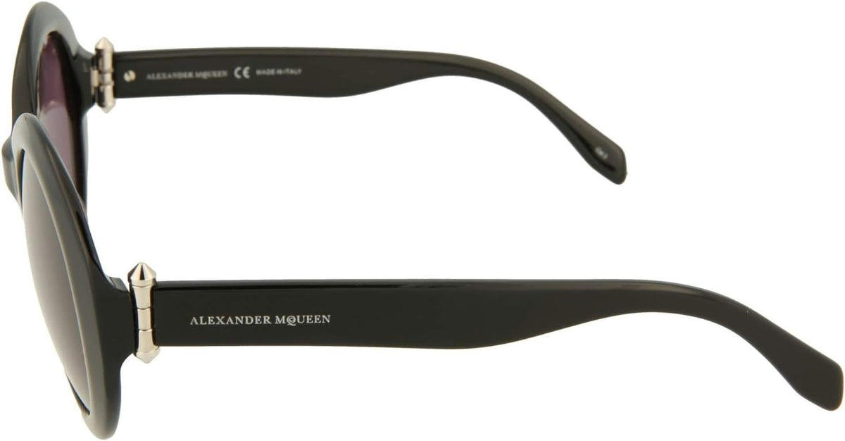 Alexander McQueen AM 0002S 001 Round Sunglasses Black/Grey Gradient Lens