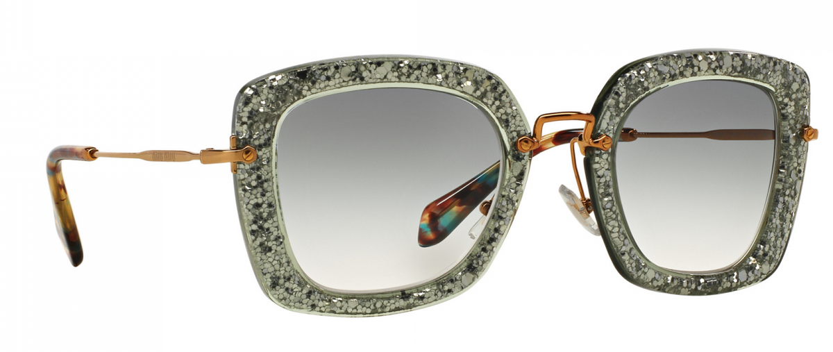 Miu Miu MU07OS TKA1E0 52mm Sunglasses Silver Green Glitter / Green Gradient Lens