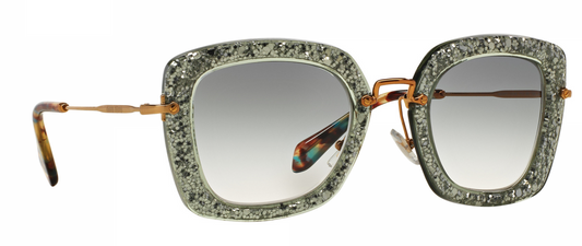 Miu Miu MU07OS TKA1E0 52mm Sunglasses Silver Green Glitter / Green Gradient Lens