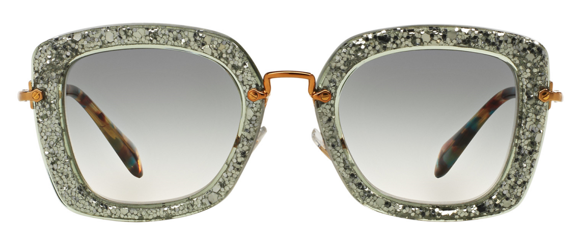 Miu Miu MU07OS TKA1E0 52mm Sunglasses Silver Green Glitter / Green Gradient Lens - image 2