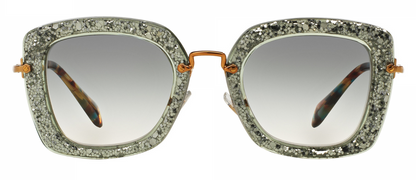 Miu Miu MU07OS TKA1E0 52mm Sunglasses Silver Green Glitter / Green Gradient Lens - image 2
