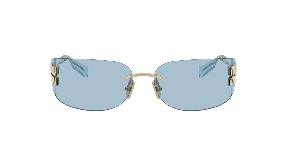Miu Miu MUA51S ZVN10P Sunglasses 75mm Pale Gold / Light Blue Solid Lens - image 3