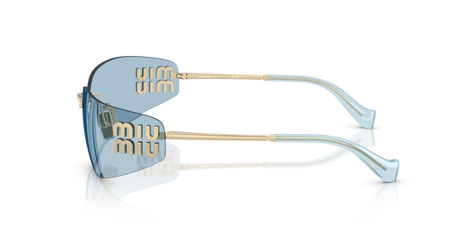 Miu Miu MUA51S ZVN10P Sunglasses 75mm Pale Gold / Light Blue Solid Lens - image 2