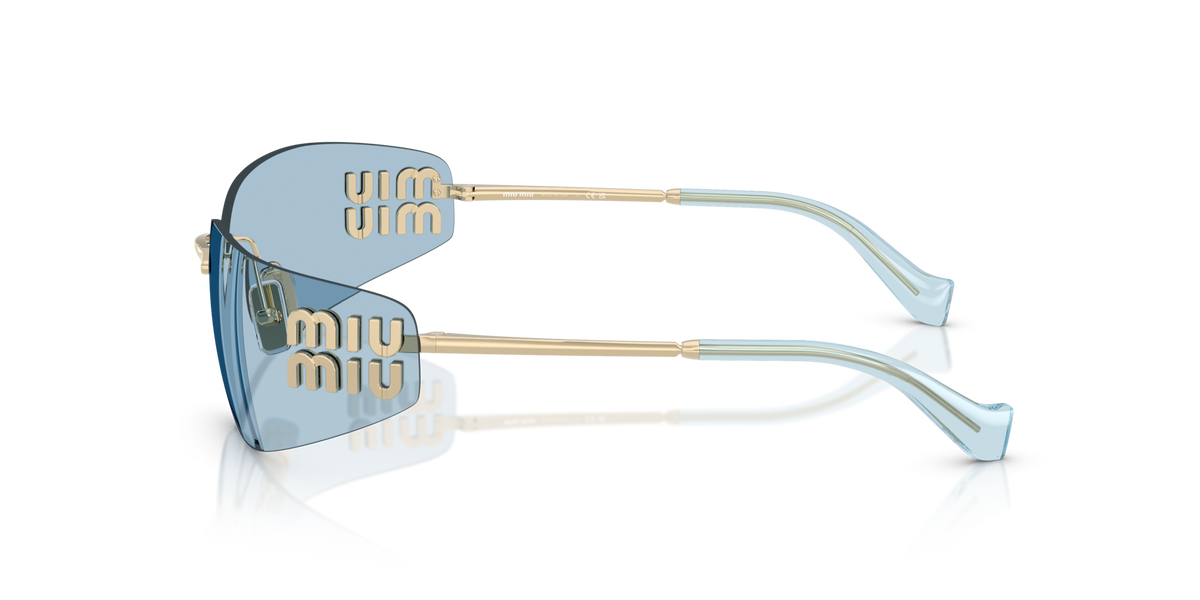 Miu Miu MUA51S ZVN10P Sunglasses 75mm Pale Gold / Light Blue Solid Lens - image 2