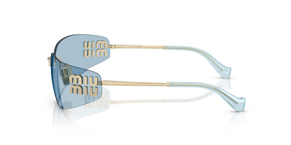 Miu Miu MUA51S ZVN10P Sunglasses 75mm Pale Gold / Light Blue Solid Lens - image 2