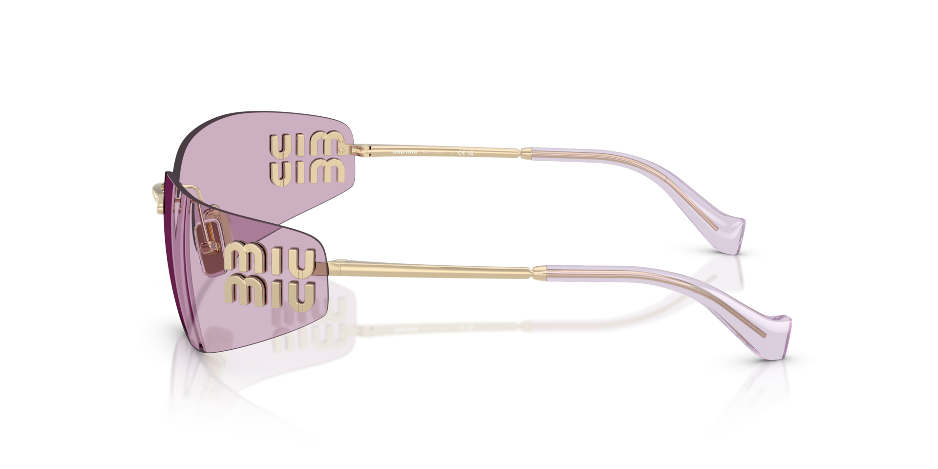 Miu Miu MUA51S ZVN90O 75mm Sunglasses Pale Gold / Pink Solid Lens - image 2
