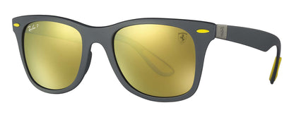 Ray-Ban RB4195M F6086B Sunglasses 52mm Matte Grey / Yellow Mirror Polarized Lens