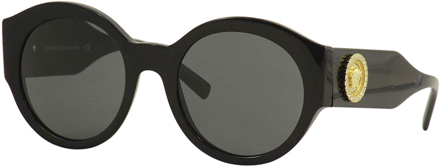 Versace VE4380B GB1/87 54mm Oval Sunglasses Black / Grey Lens [54-22-140]