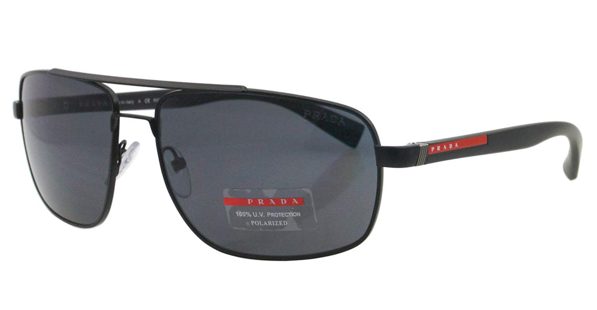 Prada Linea Rossa Sunglasses PS 55NS 1BO5Z1 Matte Black / Grey Polarized Lens