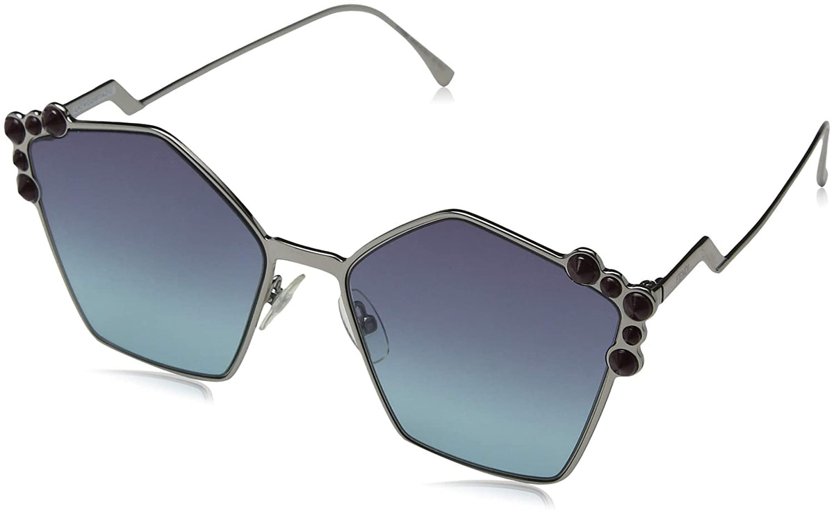 Fendi Pentagon Sunglasses FF0261/S-06LB JF 57mm Ruthenium / Blue Aqua Lens