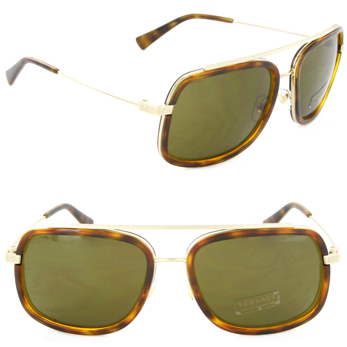 Versace VE2173 139173 Square Sunglasses Pale Gold/Havana/Brown Lens