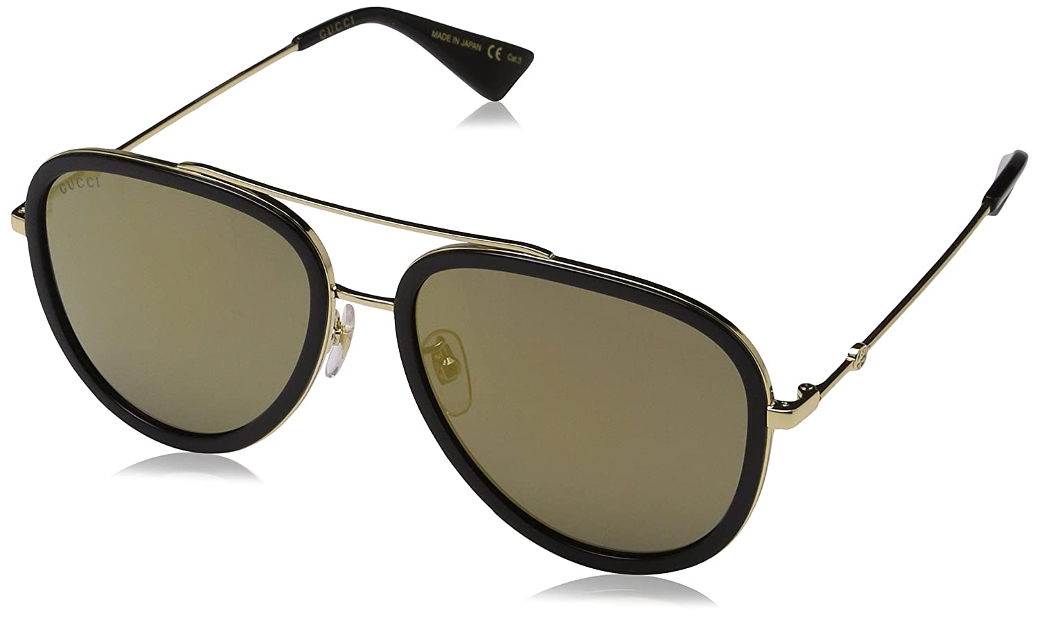 Gucci Sunglasses GG0062S-001 57mm Gold-Black / Flash Lens