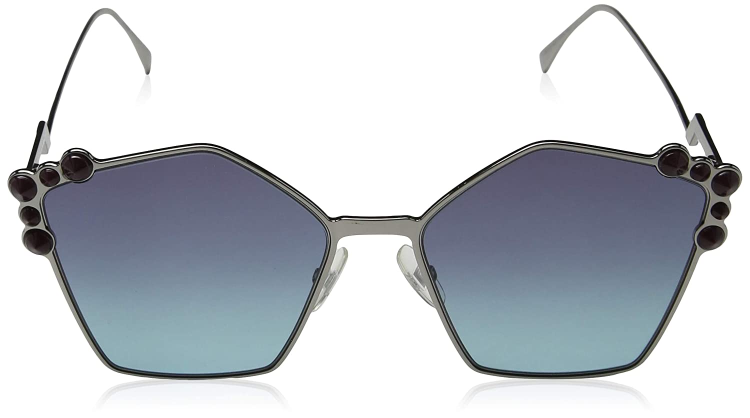 Fendi Pentagon Sunglasses FF0261/S-06LB JF 57mm Ruthenium / Blue Aqua Lens