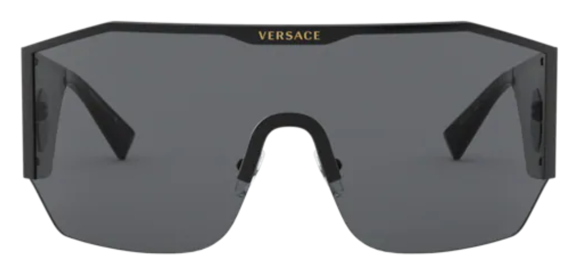 VERSACE SHIELD SUNGLASSES VE2220 100987 BLACK / GREY LENS