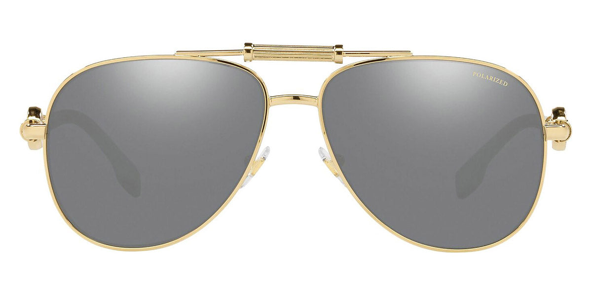 Versace Sunglasses VE2236 1002Z3 59mm Gold / Polarized Grey Mirror SIlver Lens