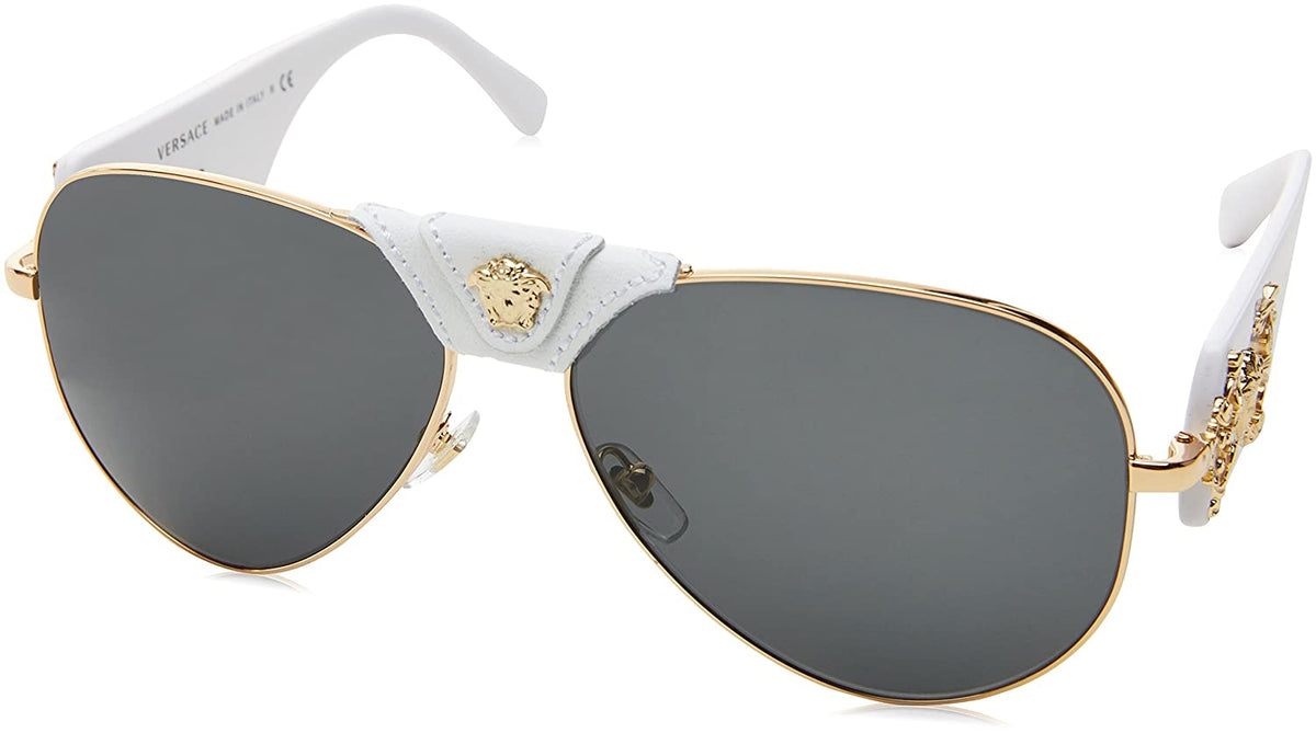 VERSACE Sunglasses VE 2150Q 1341/87 Gold-White / Grey Lens