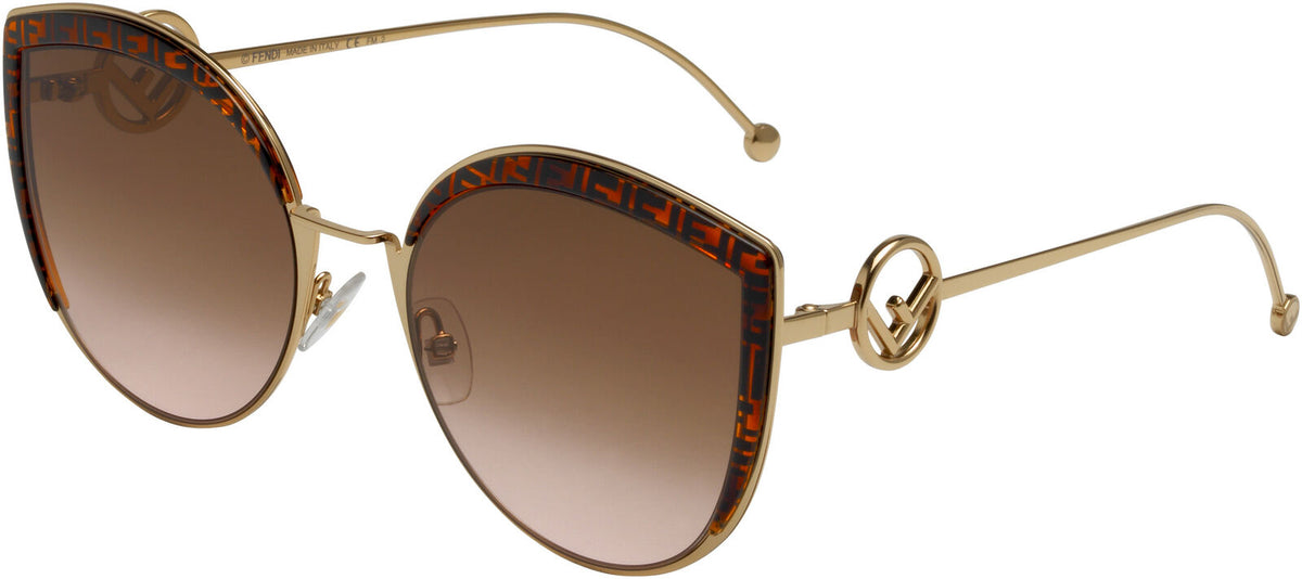 Fendi Sunglasses FF0290S VH8-M2 58mm Gold / Brown Pink Gradient Lens