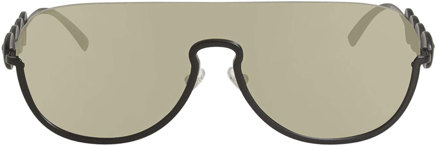 Versace Pilot Sunglasses VE2215 12615A Matte Black / Lt Brown Mirror Gold