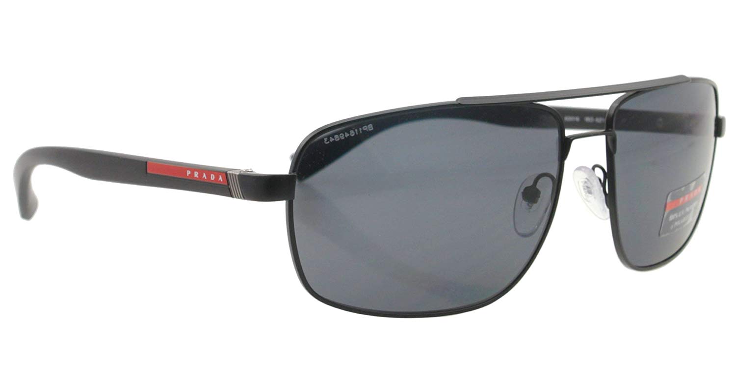 Prada Linea Rossa Sunglasses PS 55NS 1BO5Z1 Matte Black / Grey Polarized Lens