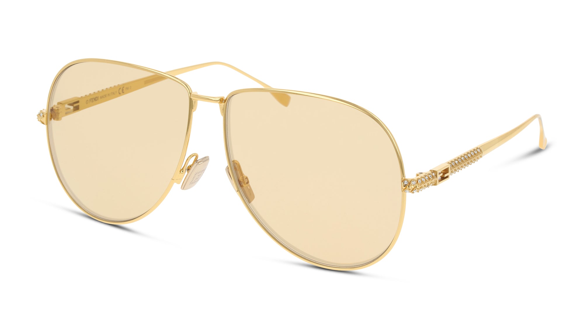 Fendi Sunglasses FF0437S 001-2M 63mm Gold / Rose Mirror Lens