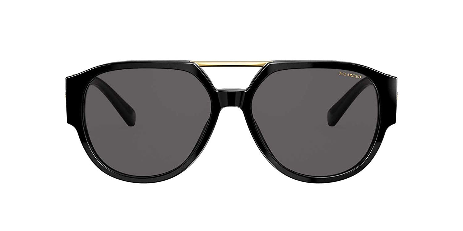 VERSACE Sunglasses VE4371 GB1/81 58mm Black-Gold / Polarized Grey Lens